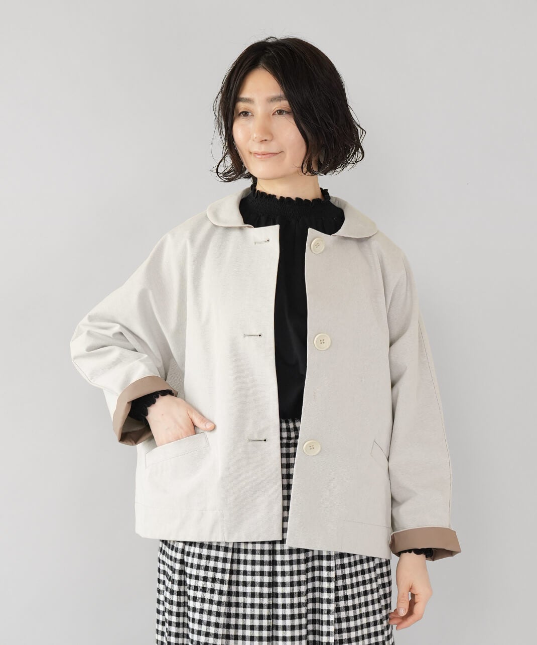 LE CIEL A TEMPS DOUX丸襟のドルマンボックスジャケット | mumokuteki