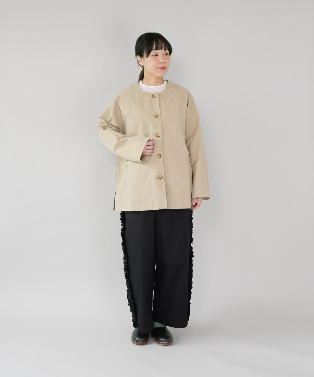 Bliss bunchコットンツイルのサイドフリルパンツ | mumokuteki