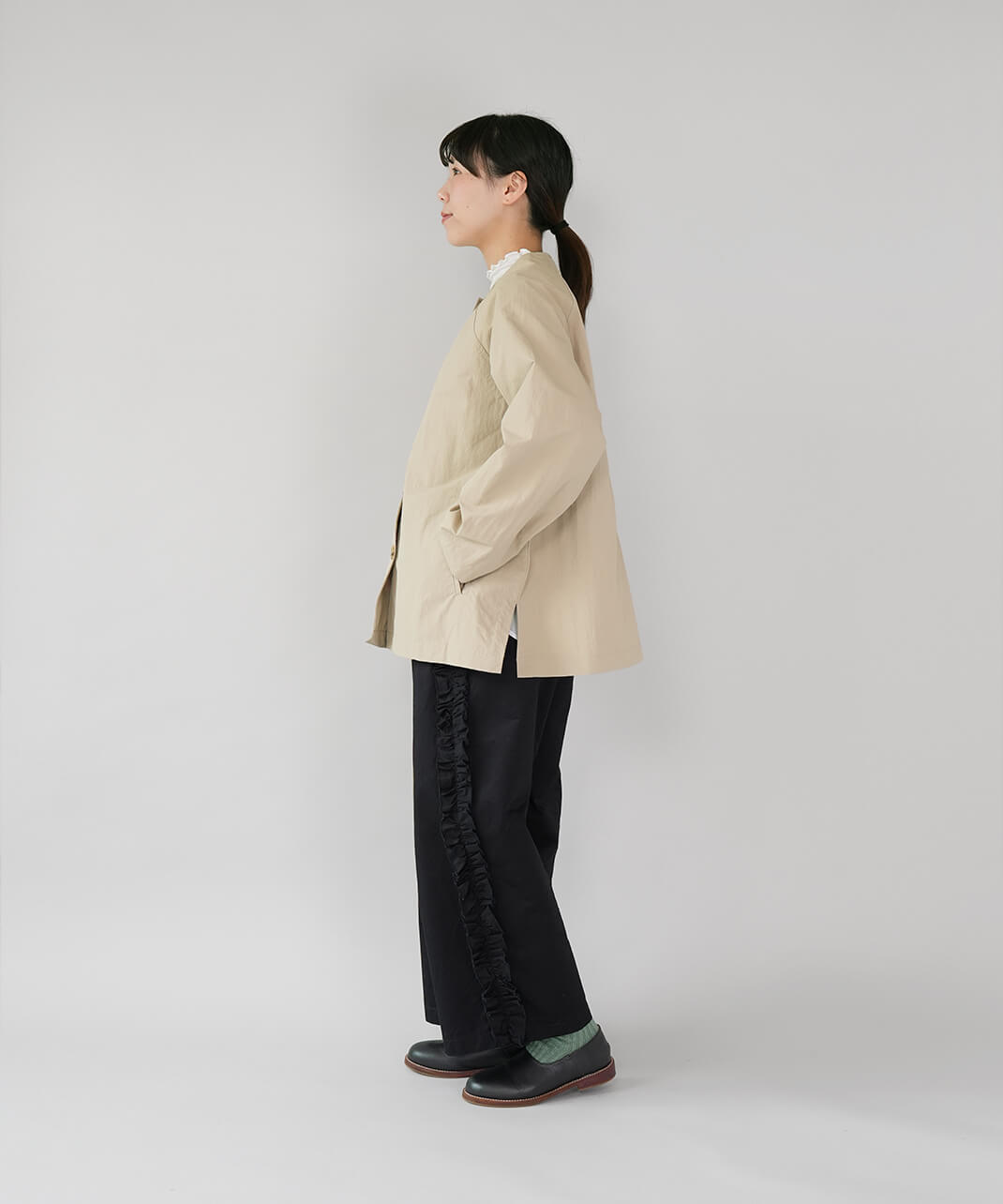 Bliss bunchコットンツイルのサイドフリルパンツ | mumokuteki