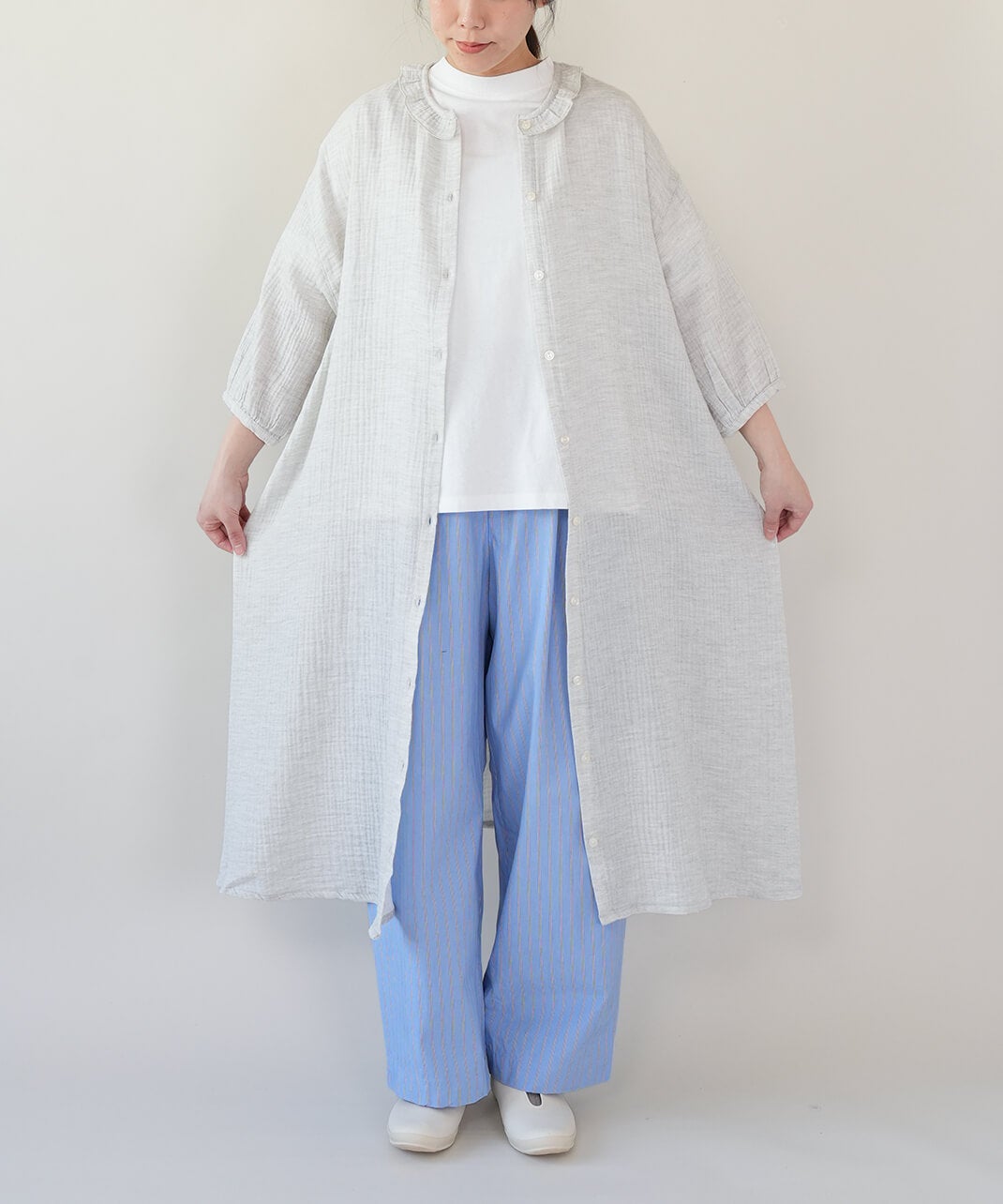 20%off】mumokutekiコットンダブルガーゼのフリルワンピース