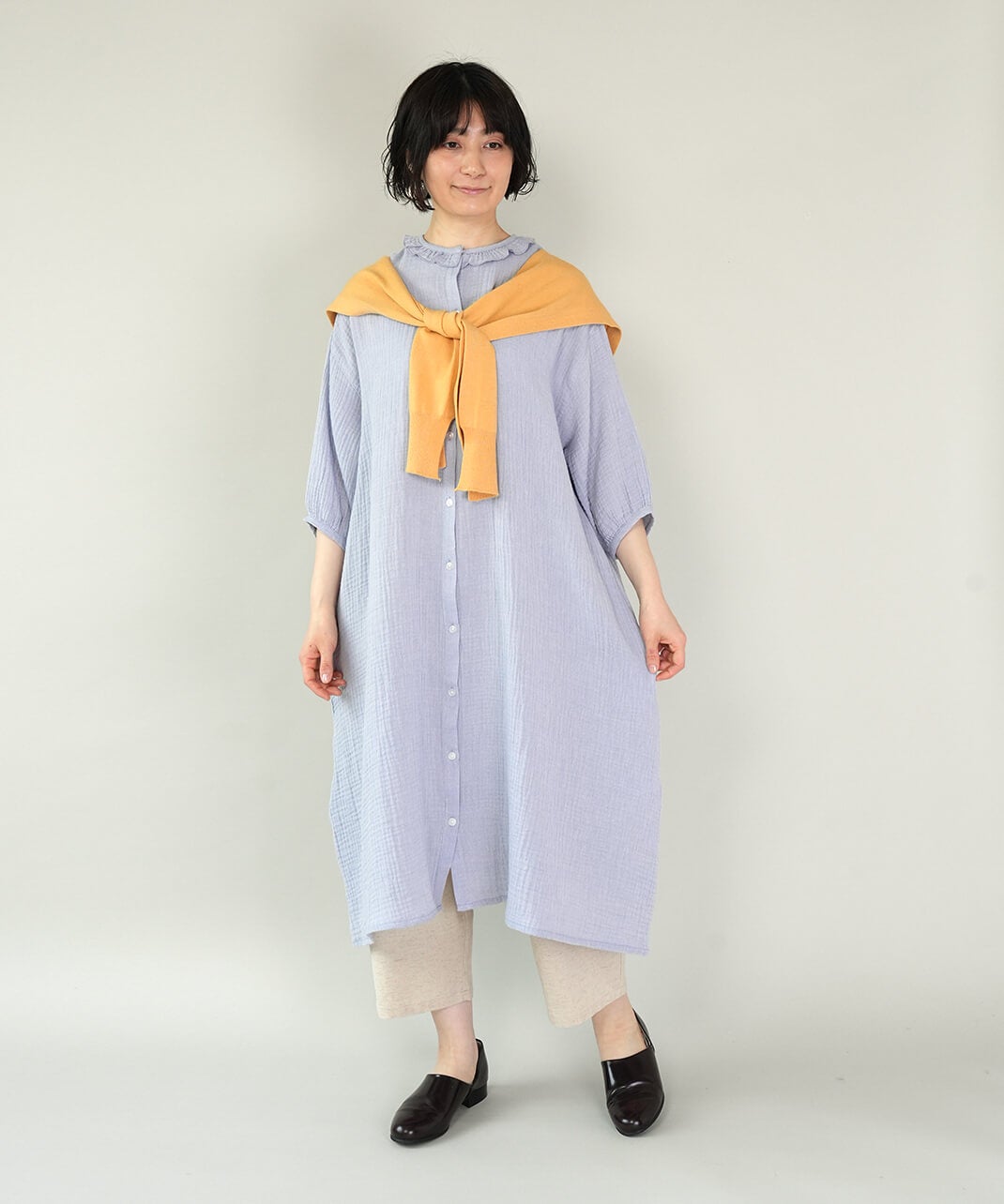 20%off】mumokutekiコットンダブルガーゼのフリルワンピース