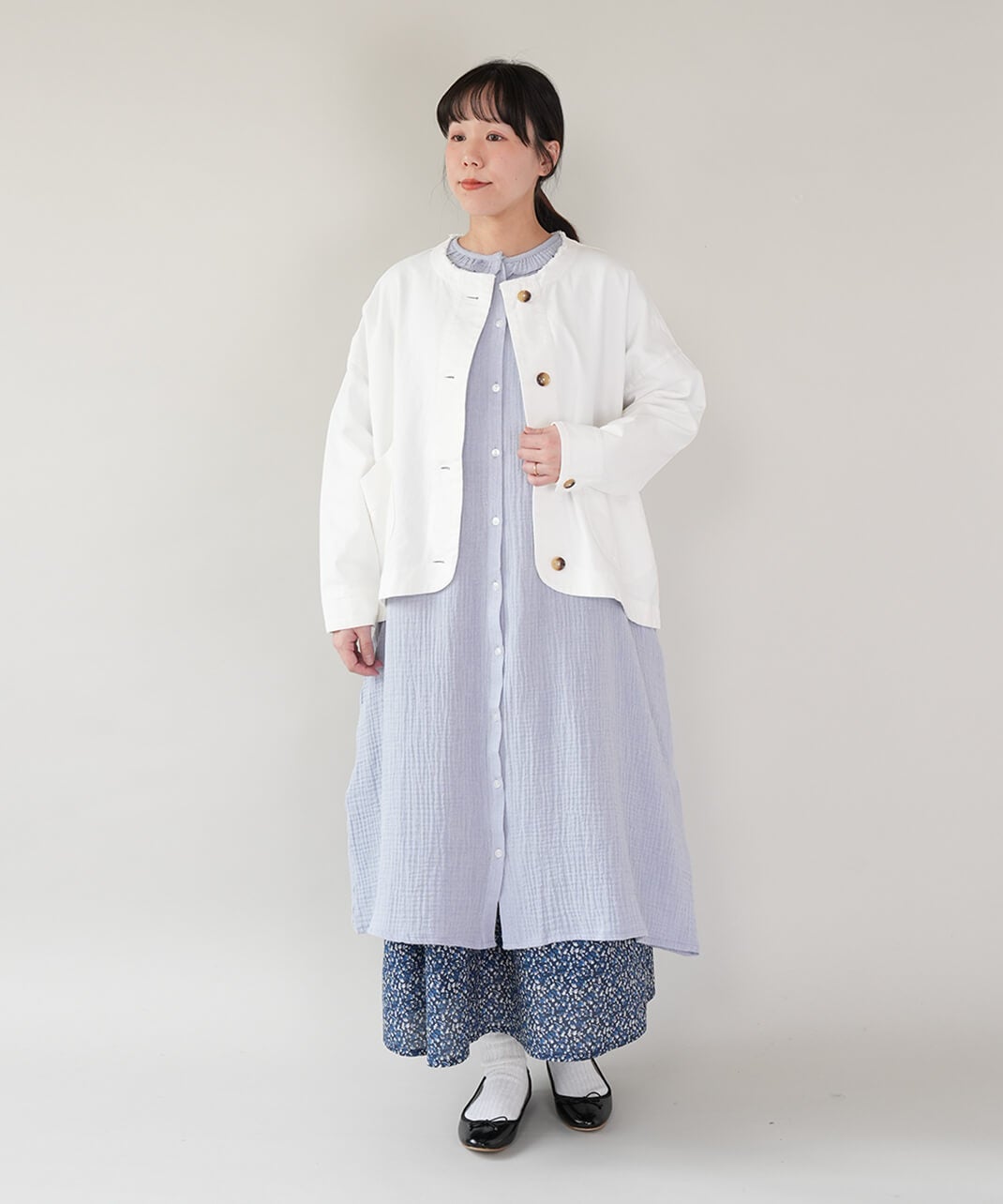 20%off】mumokutekiコットンダブルガーゼのフリルワンピース