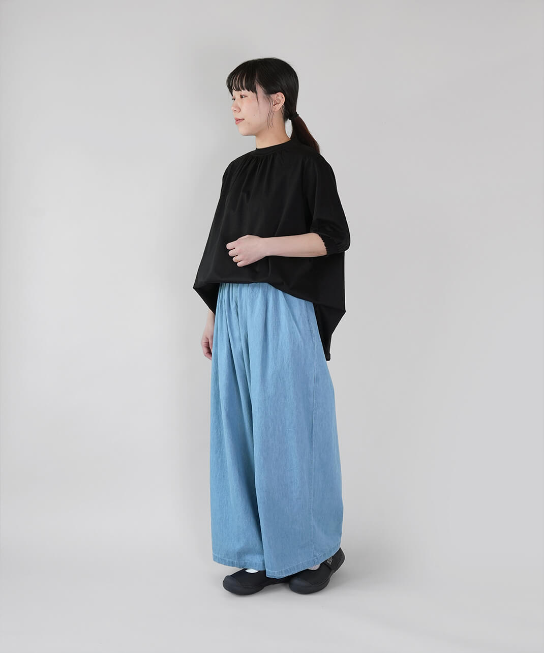 コットンデニム タックワイドパンツ and it_（アンドイット） ジーンズ デニム デニムパンツ コットン