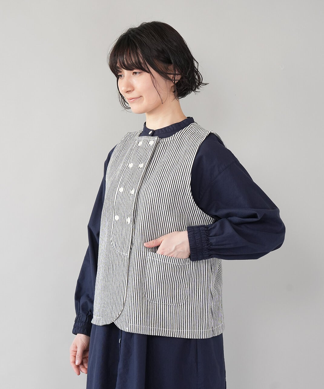 ダークデニム ボタン付きベスト JAPAN BLUE JEANS（ジャパンブルージーンズ） メンズ 12oz ツイード