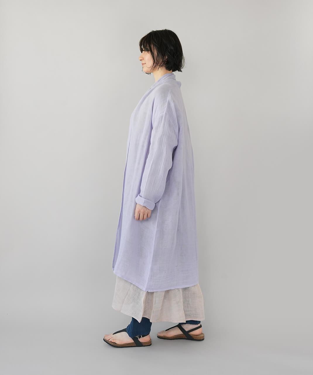 BAN INOUE蚊帳の日常着やわらかな蚊帳のショールカラーカーディガン
