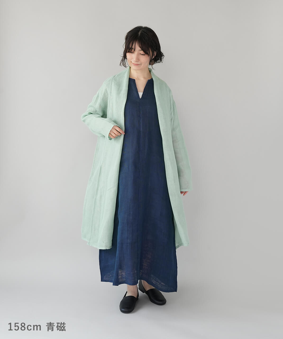 BAN INOUE蚊帳の日常着やわらかな蚊帳のショールカラーカーディガン