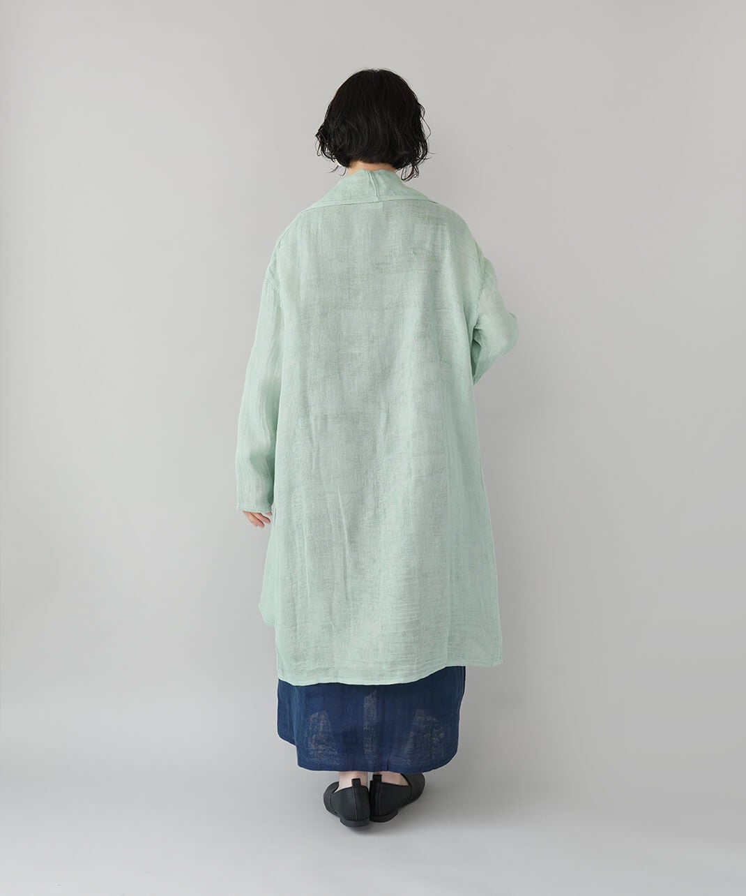 BAN INOUE蚊帳の日常着やわらかな蚊帳のショールカラーカーディガン