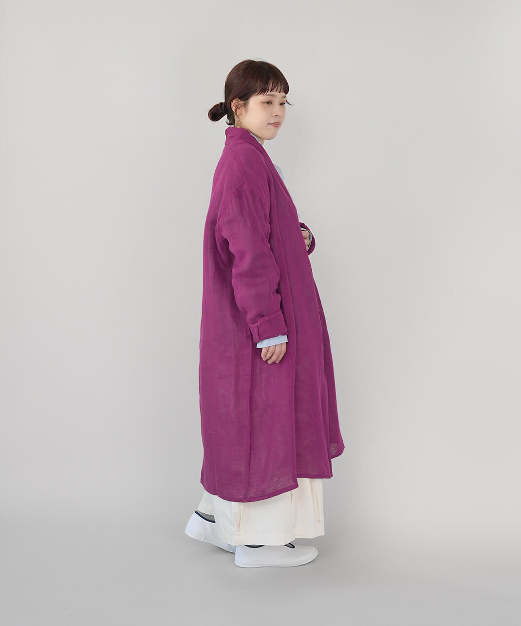 BAN INOUE蚊帳の日常着やわらかな蚊帳のショールカラーカーディガン