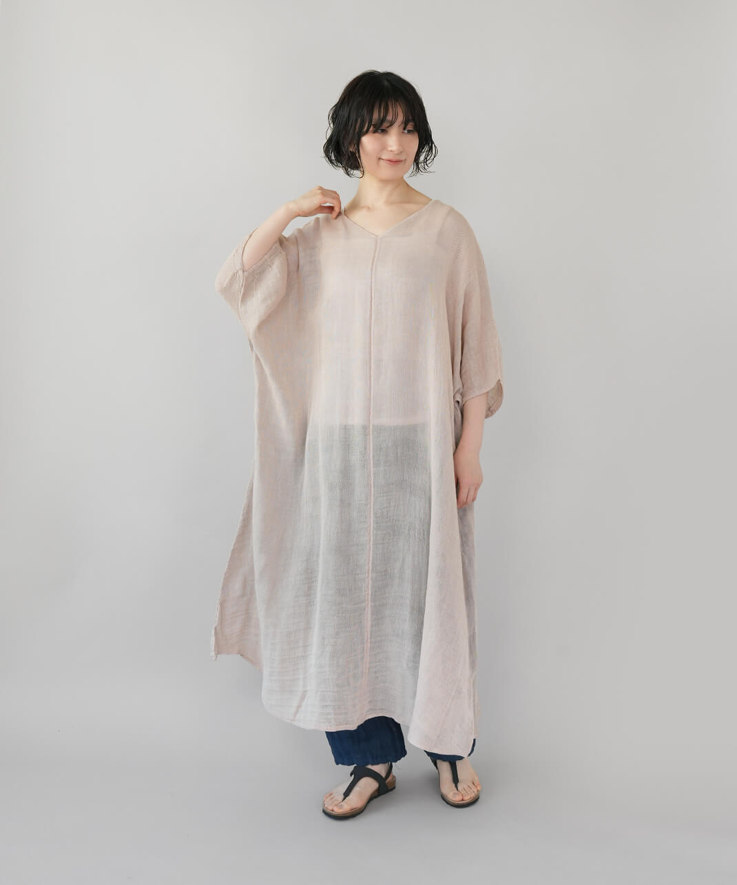 バンイノウエ 蚊帳プルオーバー ワンピース ワイド ゆったり コットン BAN INOUE蚊帳の日常着やわらかな蚊帳のゆったりワンピース