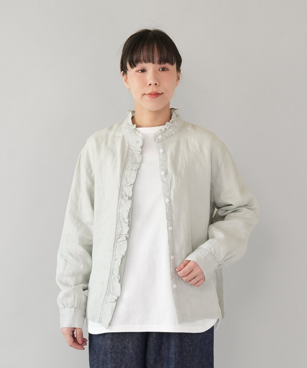 20%off】mumokutekiリネンのフリルブラウス | mumokutekiオンライン