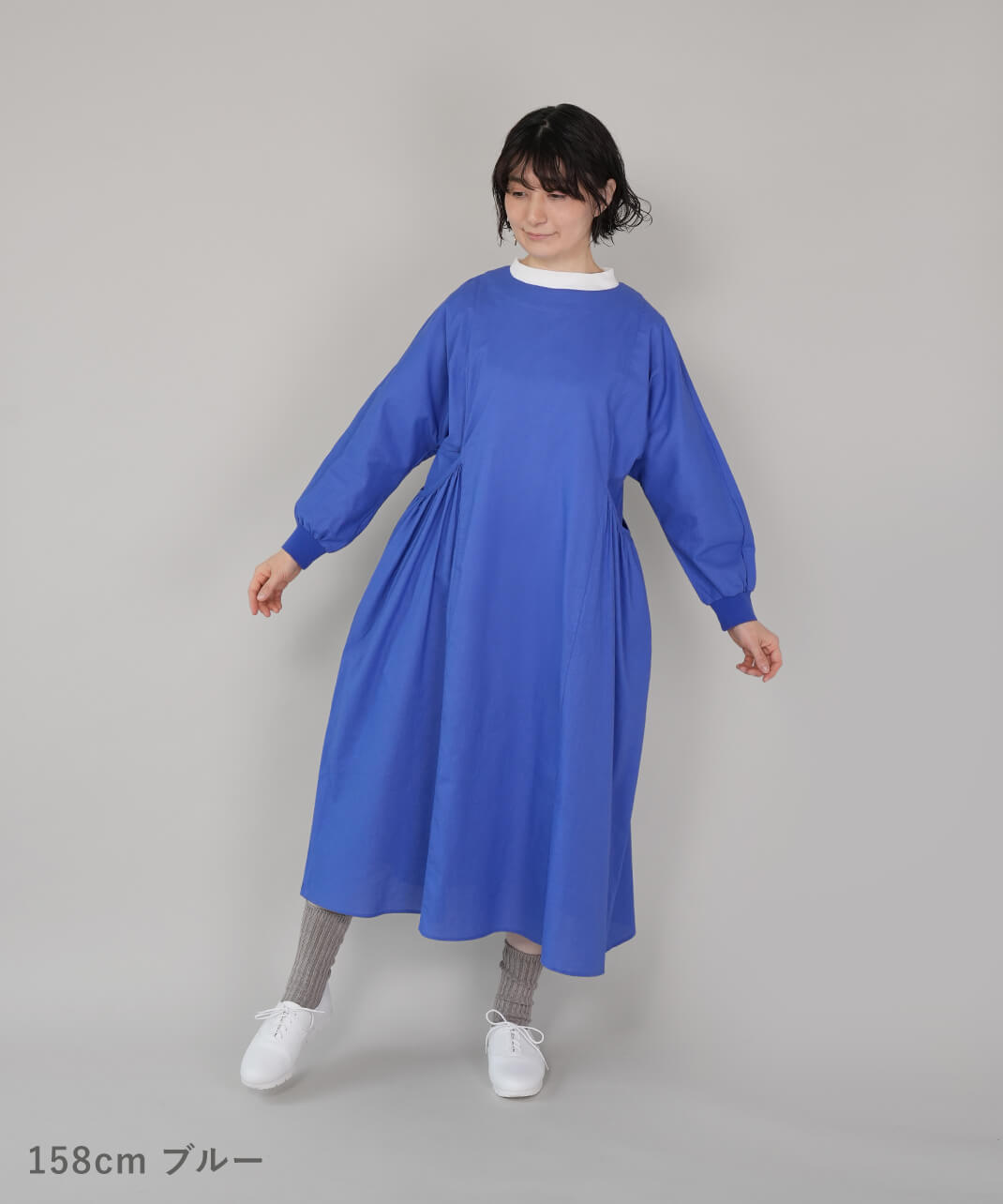 mumokutekiコットンリネンのギャザーボリュームワンピース