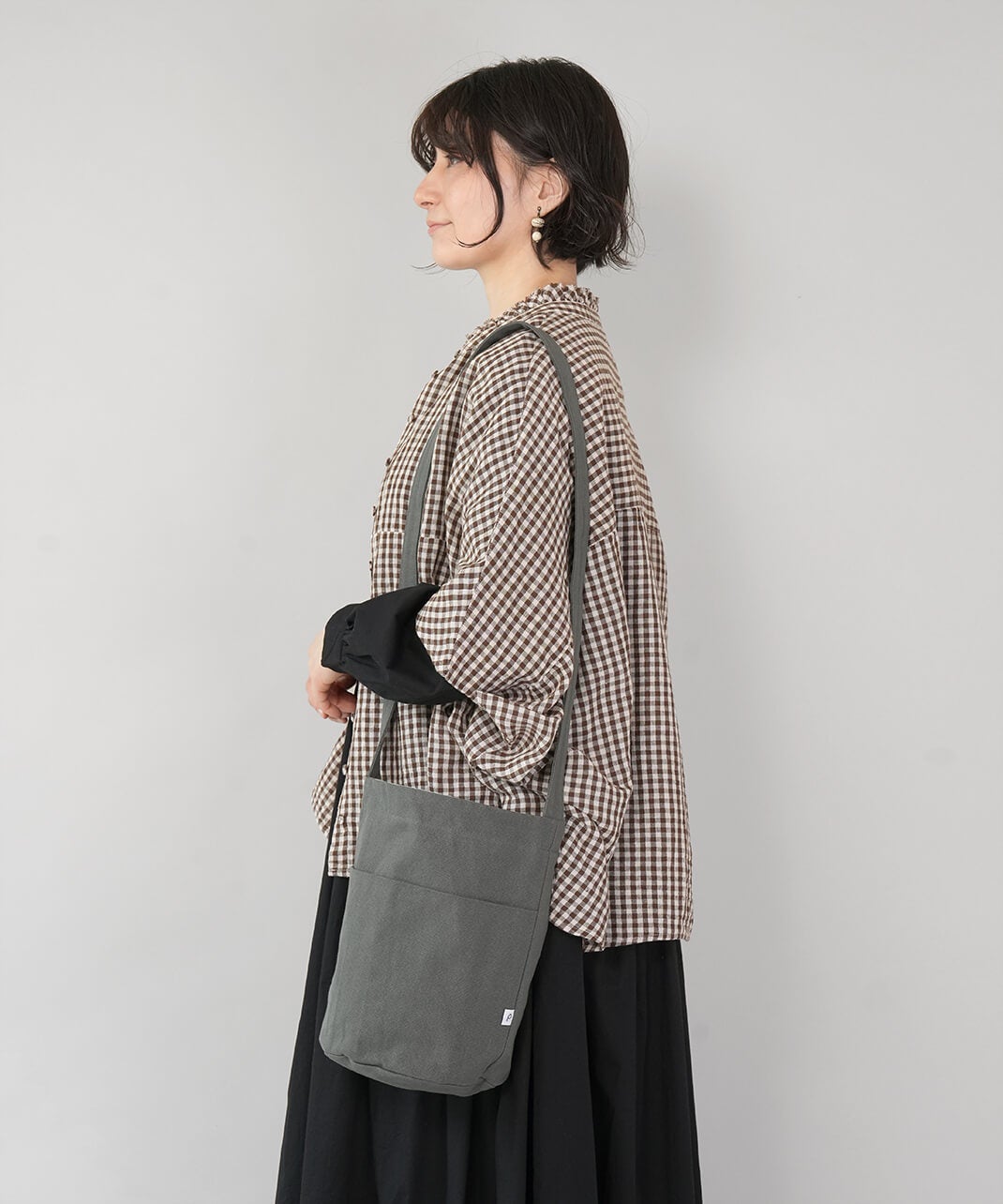 pouto毎日使いやすいコットンキャンバスのバケットショルダーバッグ