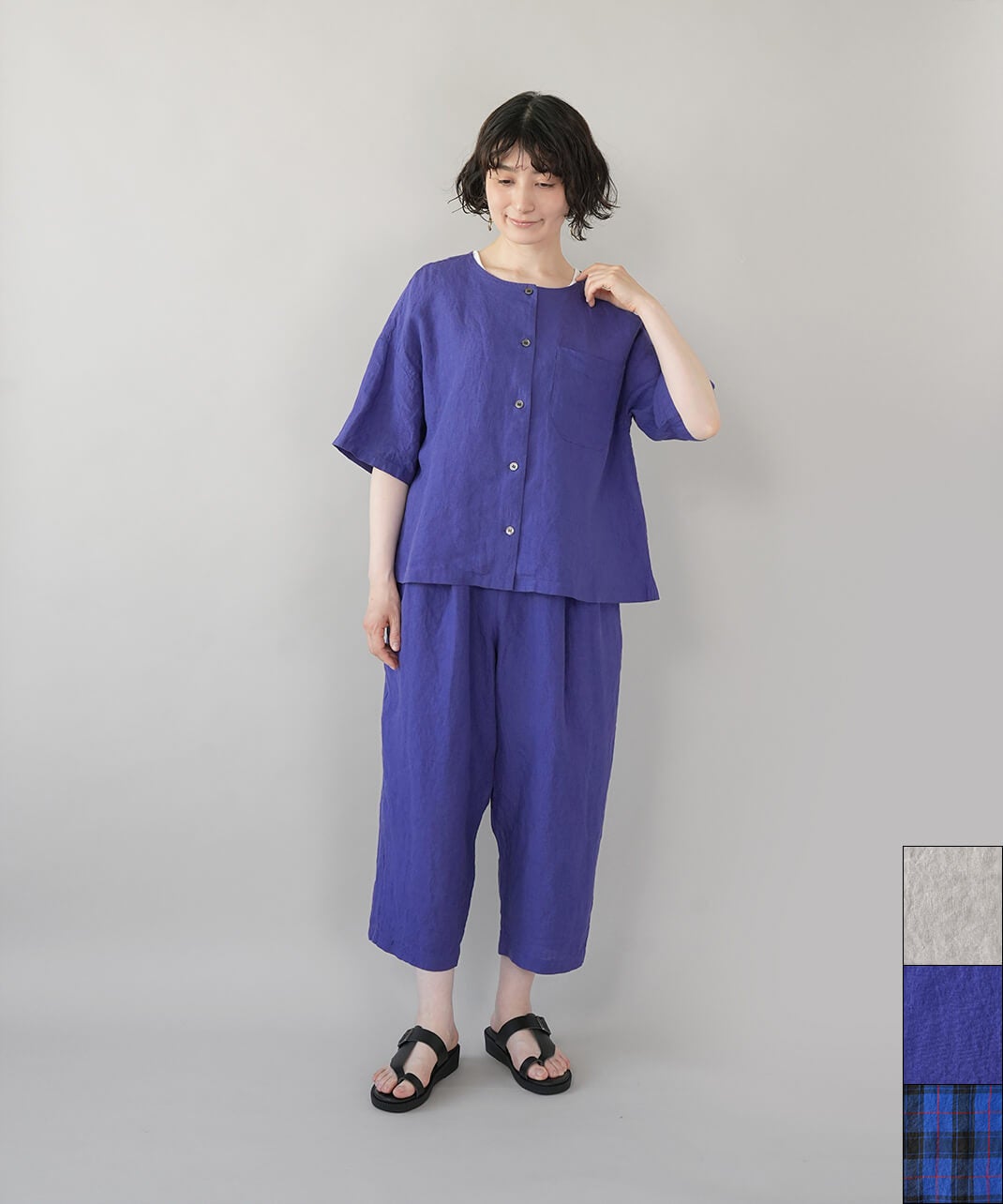 mumokutekiリネンのノーカラー半袖シャツ | mumokutekiオンラインストア