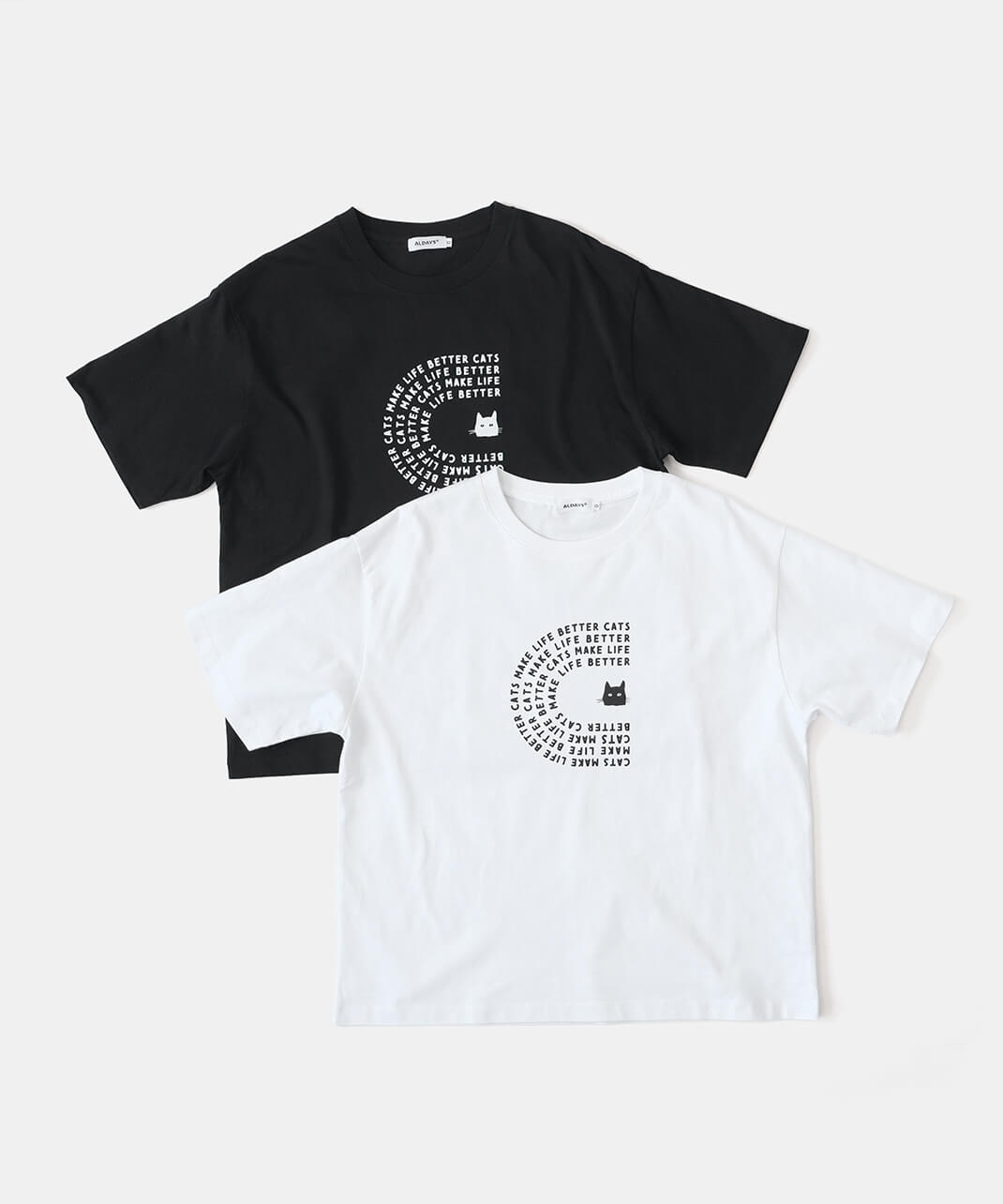 ALDAYSCATS MAKE LIFE BETTER猫プリントTシャツ | mumokuteki