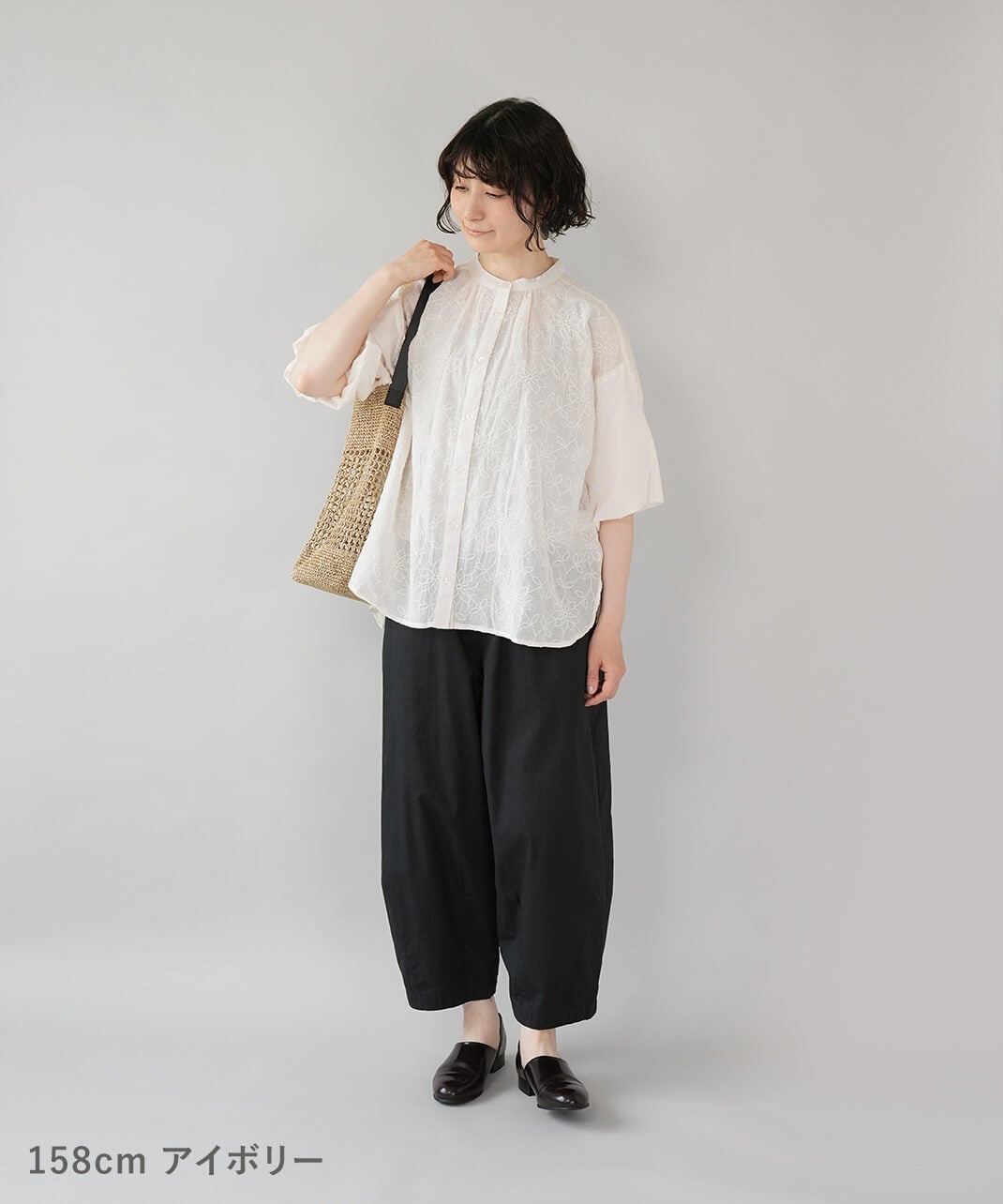 20%off】mumokuteki花柄刺繍のバルーン袖ブラウス | mumokuteki