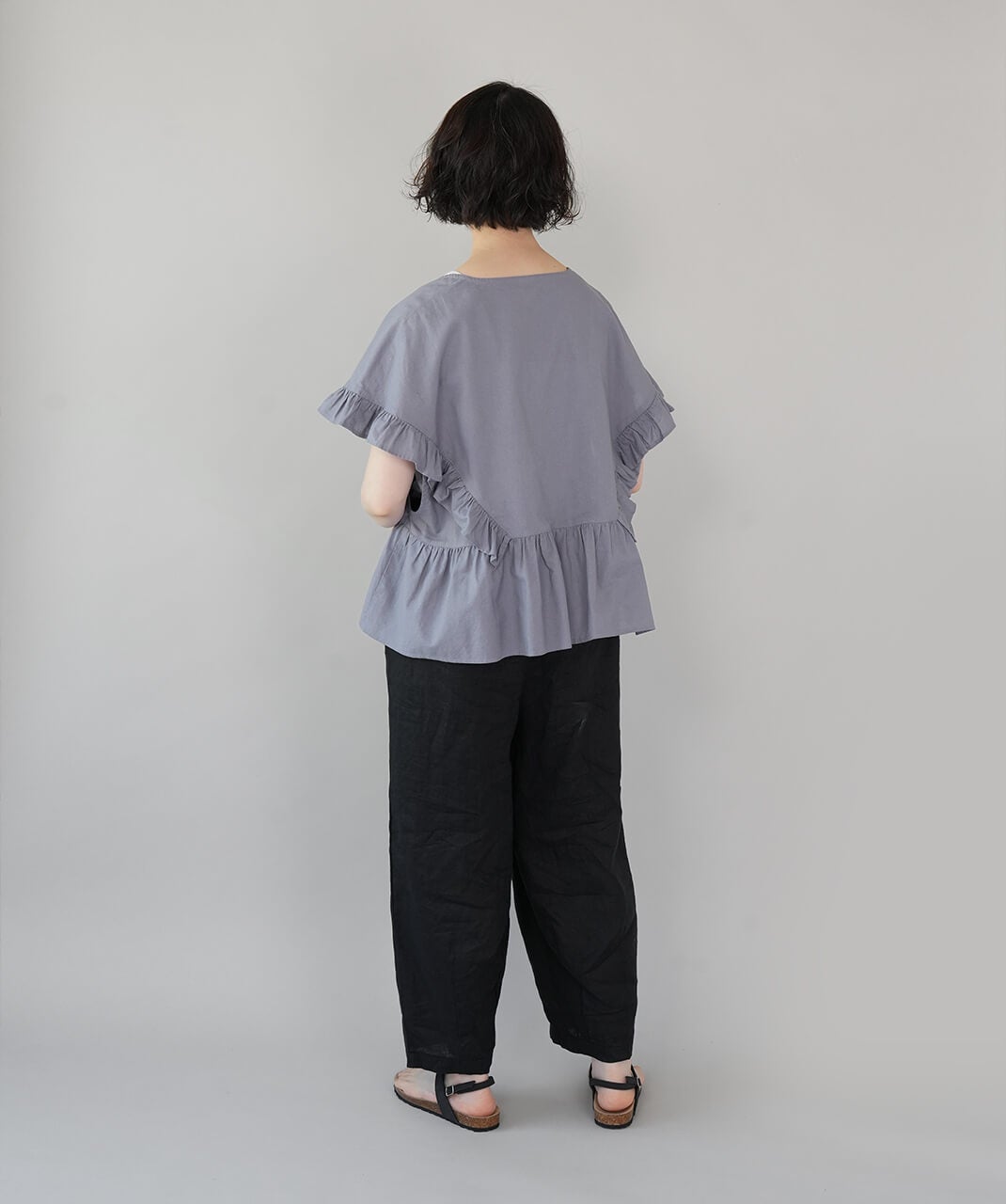 ista-ireコットンリネンのラッフルベスト風ブラウス | mumokuteki
