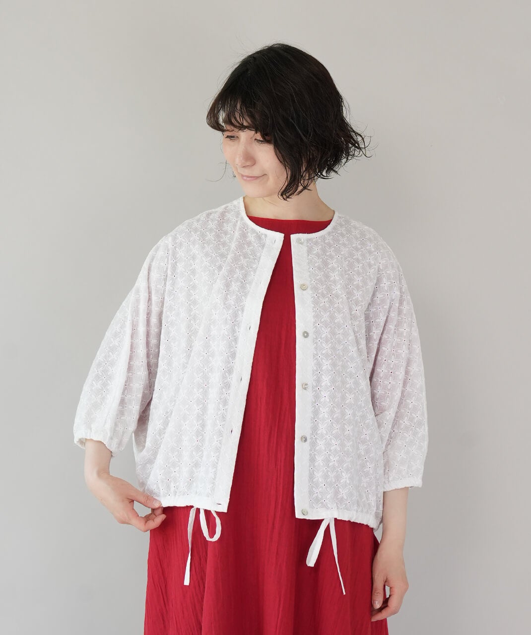 30%off】mumokuteki花柄刺繍の2WAYドルマンブラウス | mumokuteki