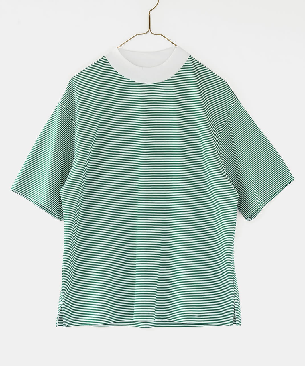mumokuteki細ボーダーのモックネックTシャツ | mumokutekiオンラインストア
