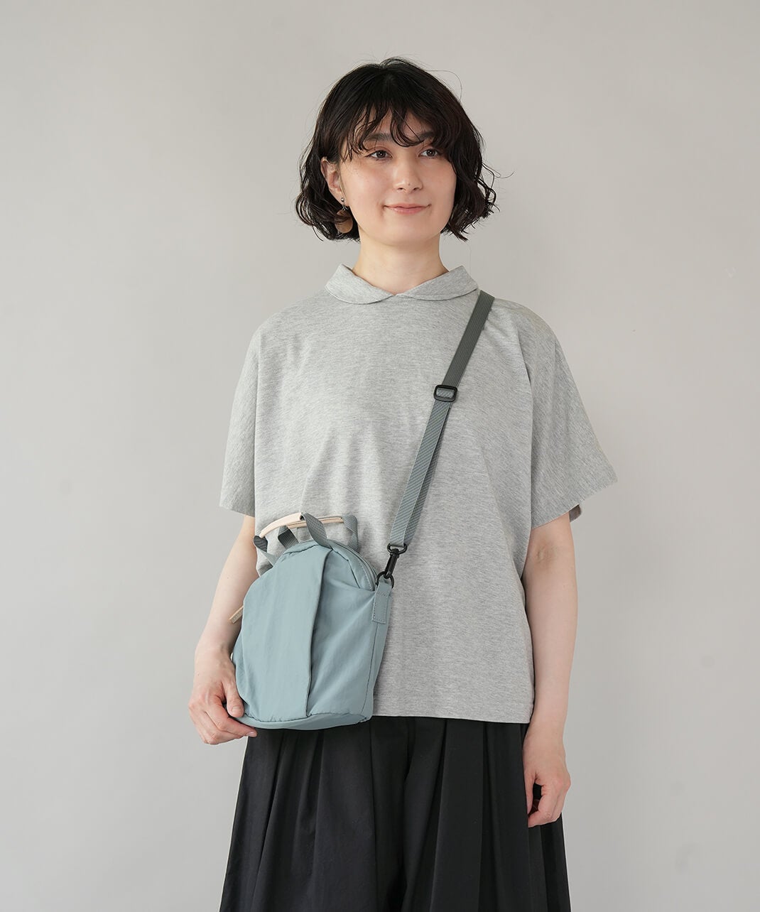 新品未使用！My Way チャコールグレー EARTH MADE軽量ナイロン2WAYミニショルダーバッグ | mumokuteki