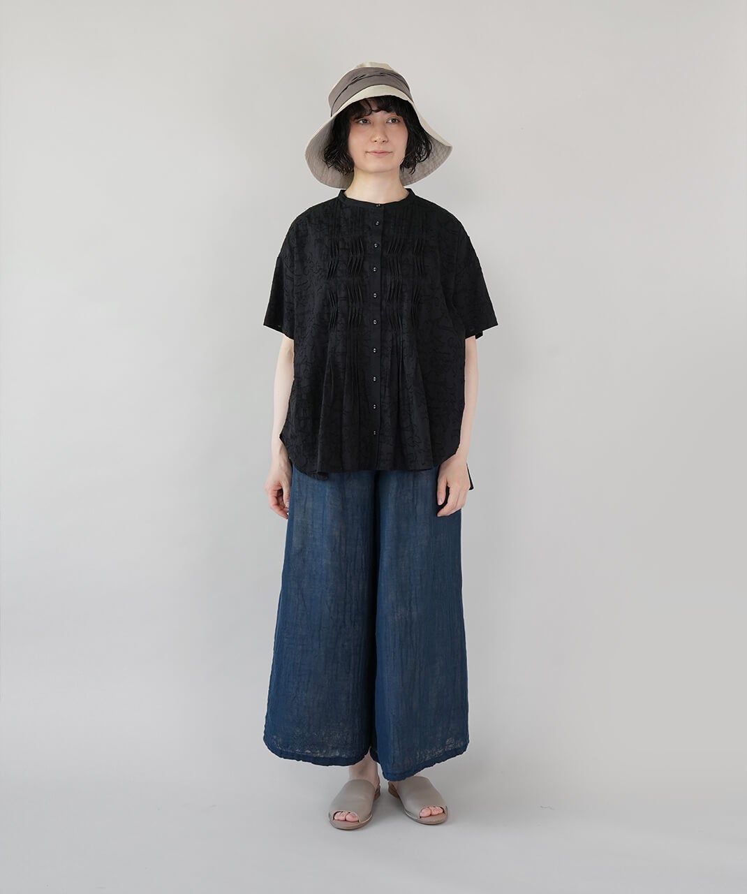 BAN INOUE蚊帳の日常着やわらかな蚊帳の重ね着ワイドパンツ