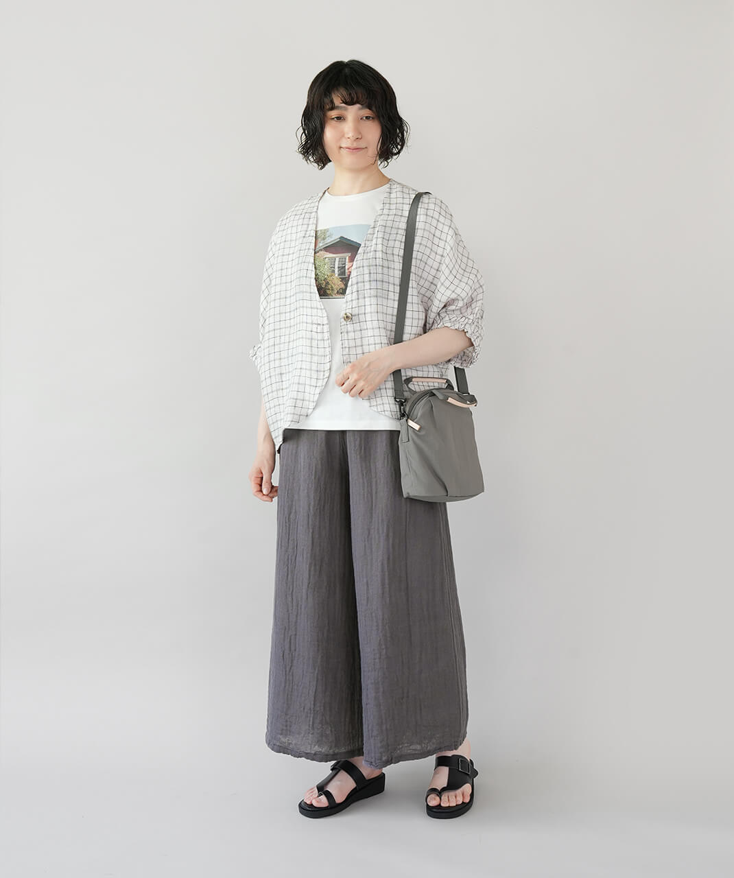 BAN INOUE蚊帳の日常着やわらかな蚊帳の重ね着ワイドパンツ