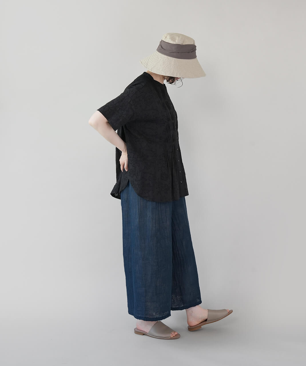 BAN INOUE蚊帳の日常着やわらかな蚊帳の重ね着ワイドパンツ