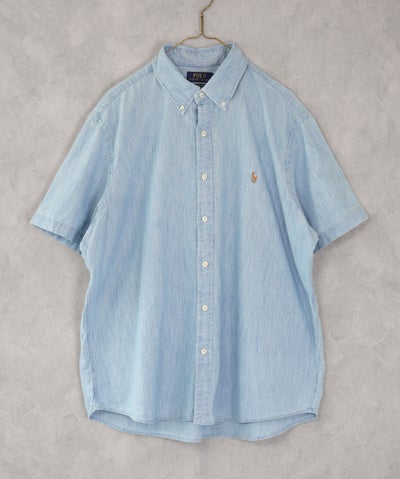 RALPH LAUREN古着コットンライトブルー半袖シャツ1 | mumokuteki 