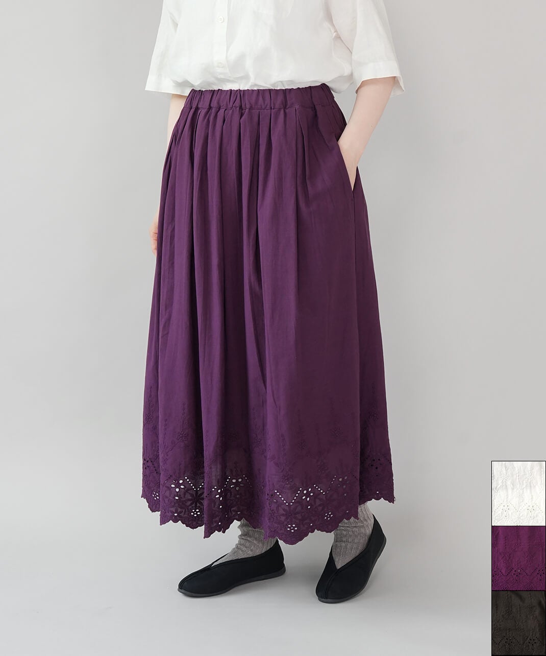 20%off】mumokutekiスカラップ刺繍のロングスカート | mumokuteki