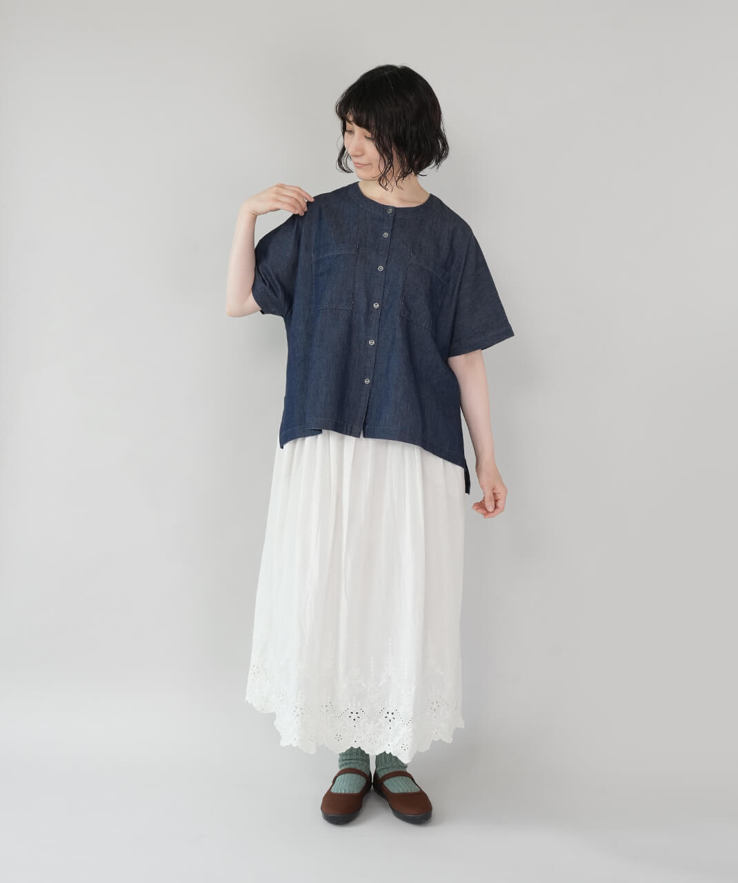 30%off】mumokutekiスカラップ刺繍のロングスカート | mumokuteki