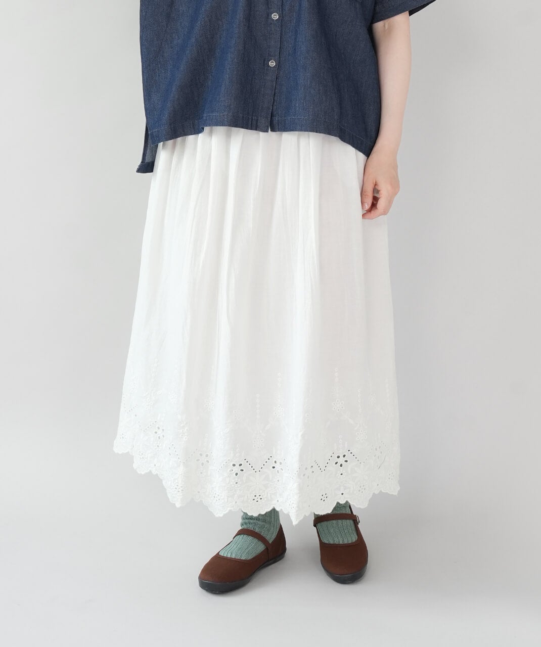 30%off】mumokutekiスカラップ刺繍のロングスカート | mumokuteki
