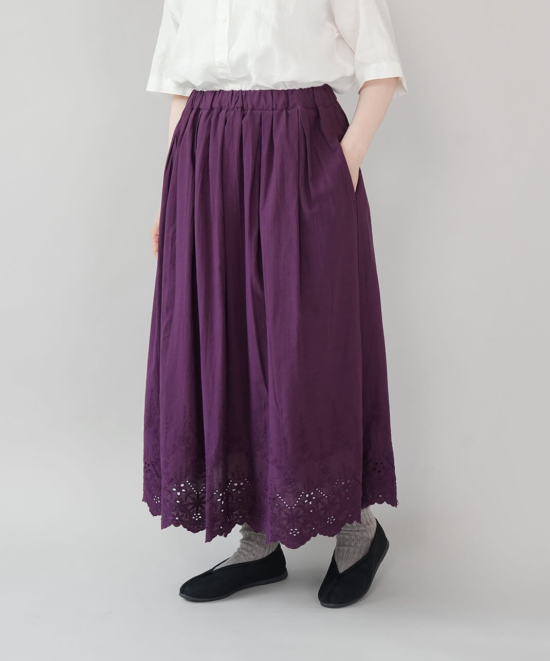 20%off】mumokutekiスカラップ刺繍のロングスカート | mumokuteki