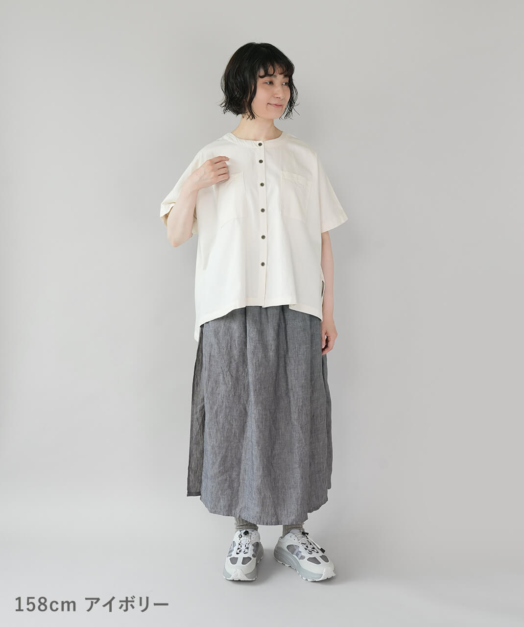 mumokuteki軽やかに着られるコットンデニムブラウス | mumokuteki