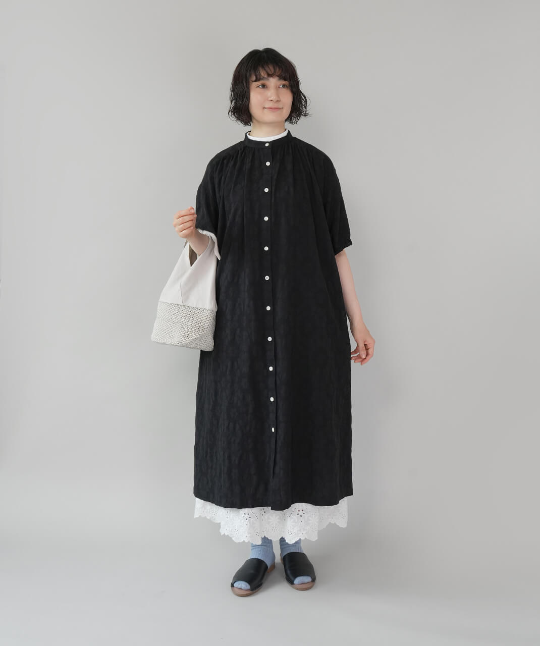 mumokuteki花柄ジャカードのシャツワンピース | mumokutekiオンライン