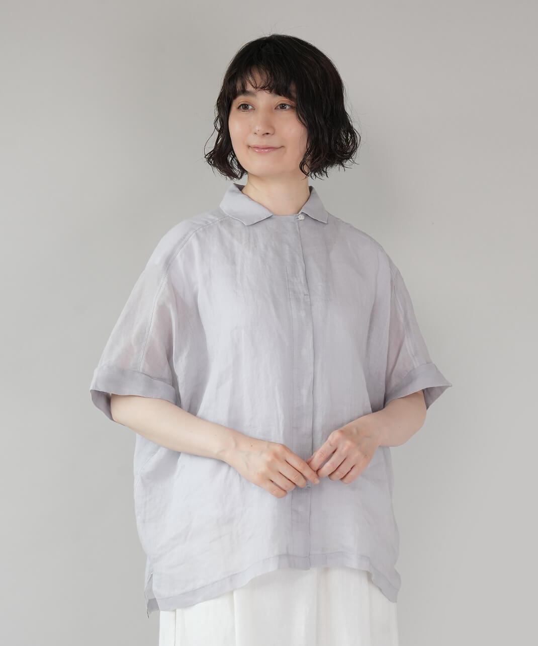 40%off】ista-ireラミーリネンのシアー開襟ブラウス | mumokuteki