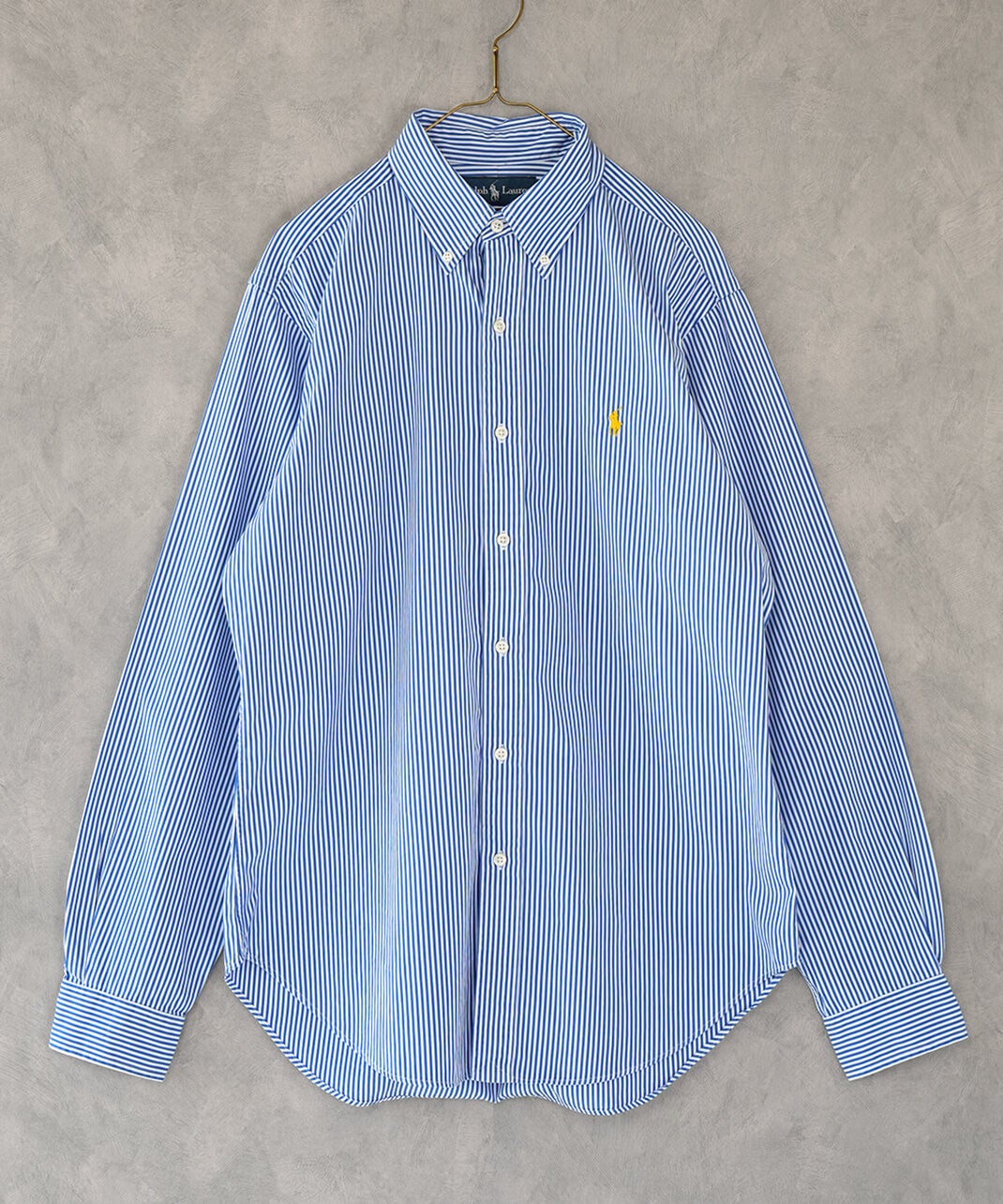 【美品】　ポロラルフローレン　ストライプシャツ　ブルー　8 M ストライプシャツ Mirotone ラルフローレン 長袖シャツ 古着 Ralph