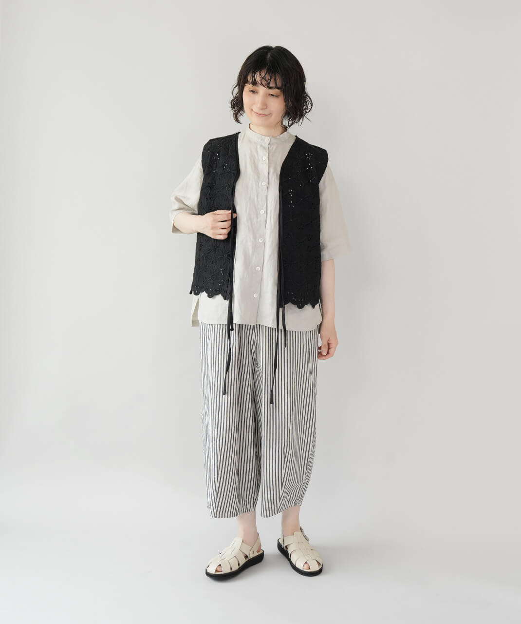 mumokutekiコットンリネンのコクーンサルエルパンツ | mumokuteki