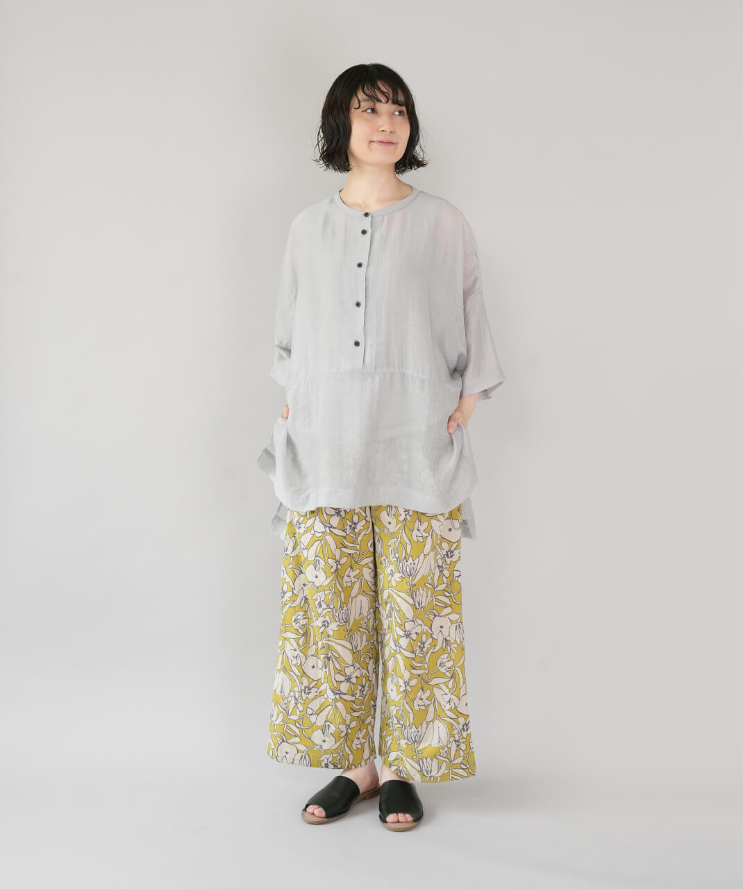 HEAVENLYコットンリネンの花柄ワイドパンツ | mumokutekiオンラインストア