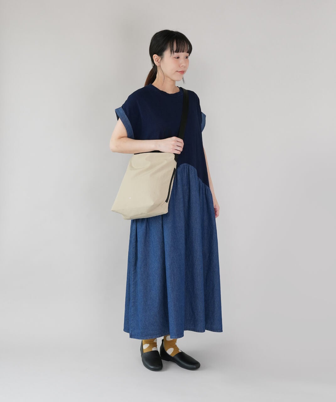 30％off】mumokutekiインディゴ染めの切替えワンピース | mumokuteki