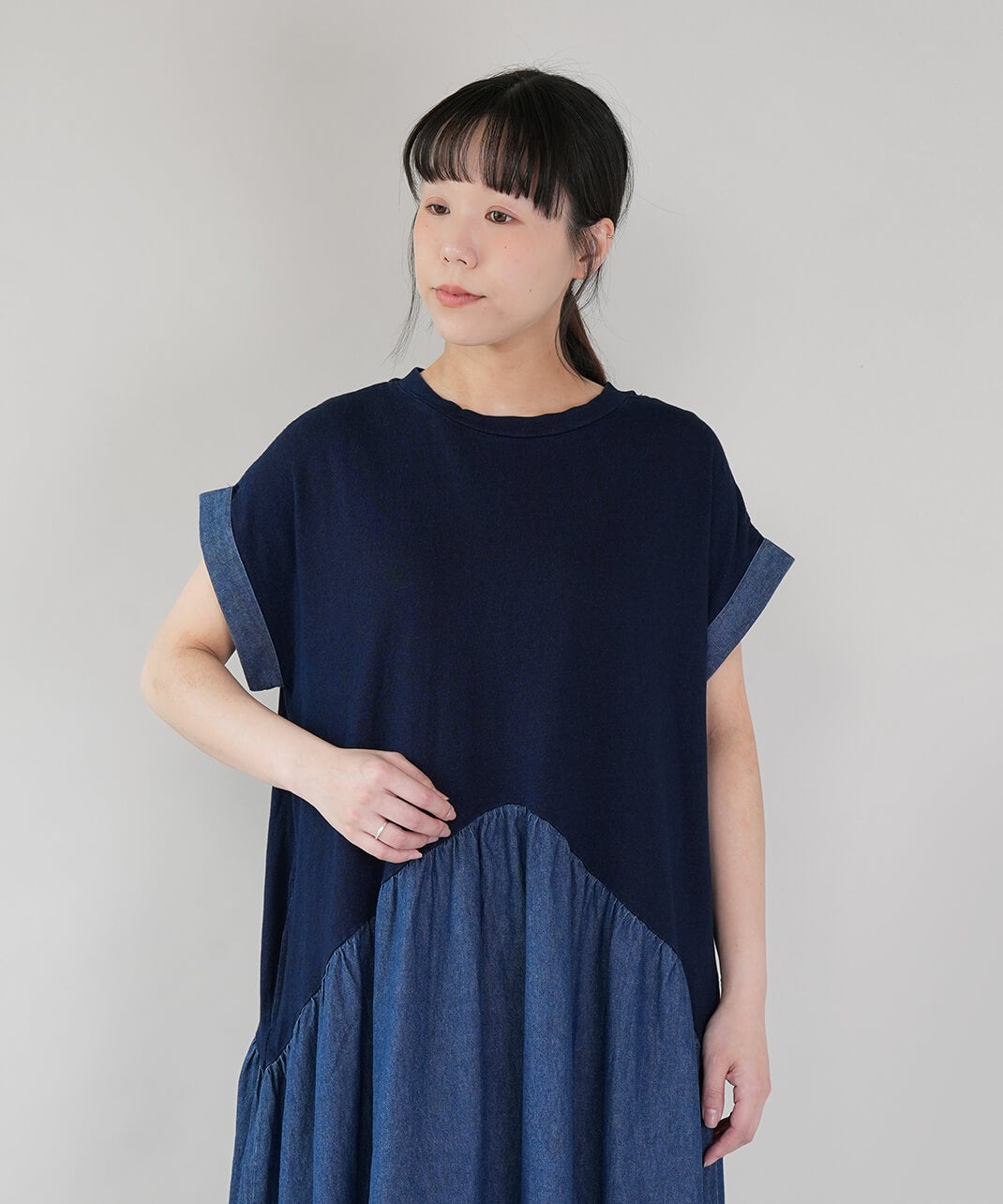 30％off】mumokutekiインディゴ染めの切替えワンピース | mumokuteki
