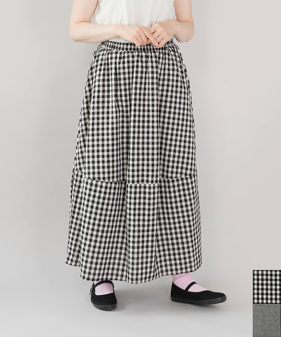 40％off】mumokutekiギンガムチェックのふんわりバルーンスカート