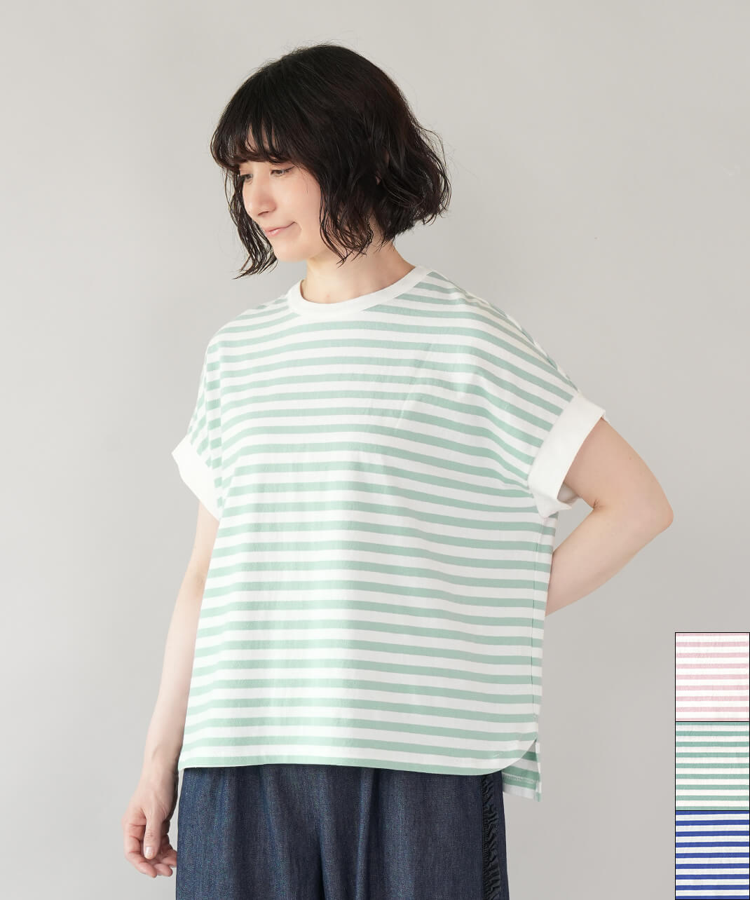 mumokutekiゆったりシルエットのボーダーカットソー | mumokuteki