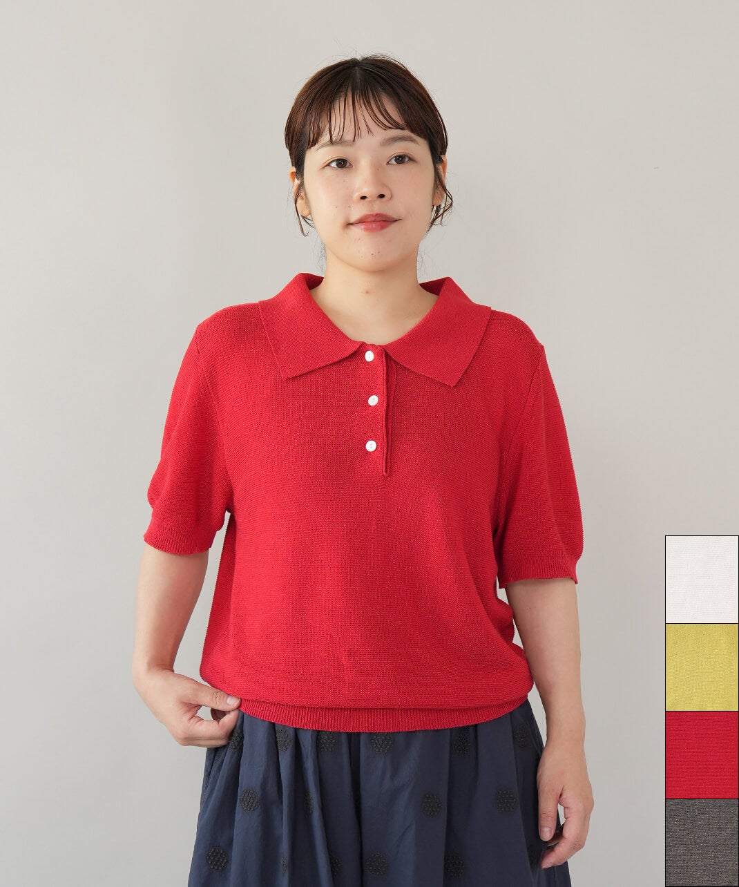 20%off】mumokutekiサマーニットのポロプルオーバー | mumokuteki