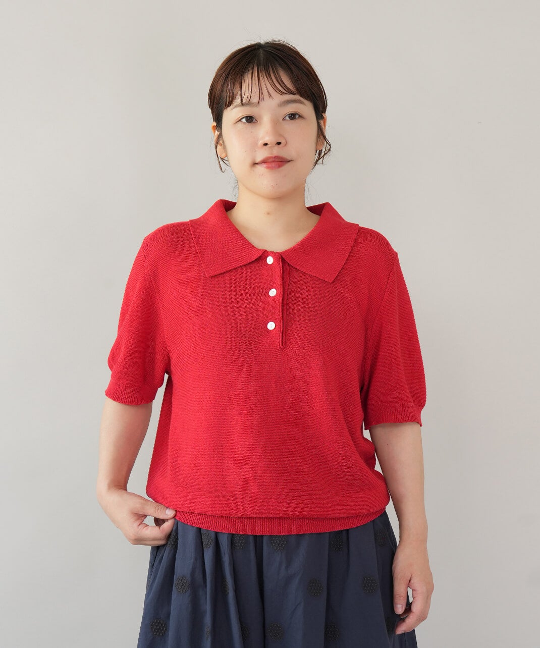 20%off】mumokutekiサマーニットのポロプルオーバー | mumokuteki