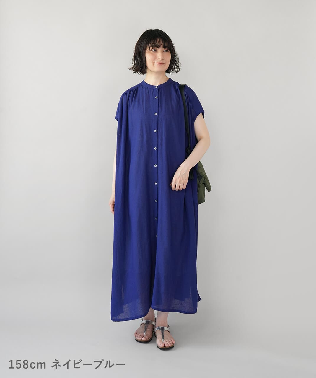 mumokutekiコットンリネンのフレンチギャザーワンピース | mumokuteki
