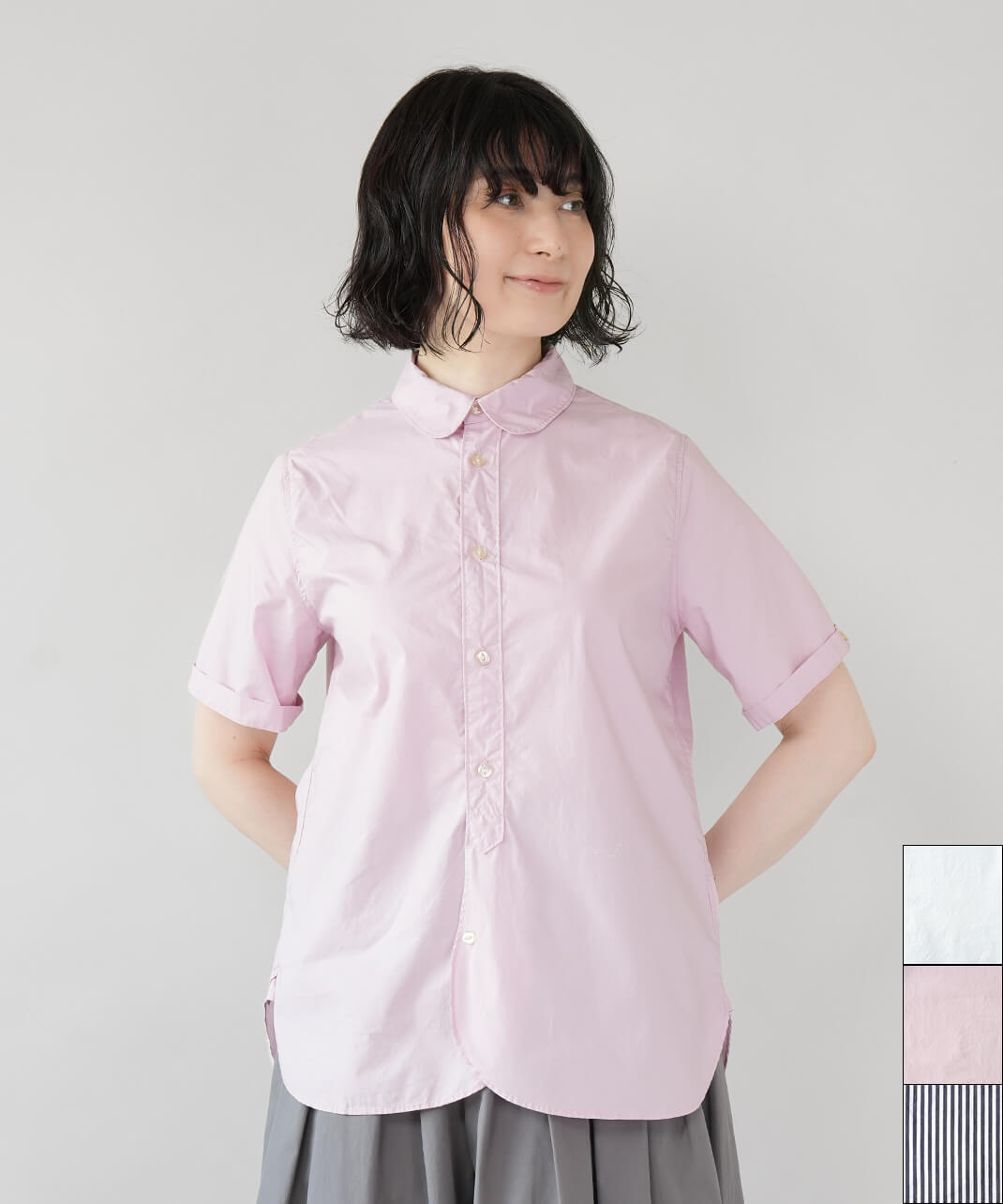 mumokutekiオックス素材のワイド7分袖ワンピース | mumokuteki