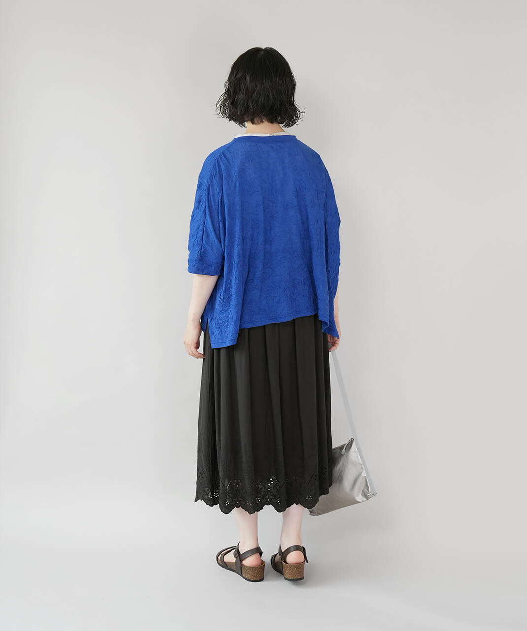 萌 MOYURU シワ加工 変形 カーディガン 半袖 コットン M-L nachukaraシワ加工のシアーワイドカーディガン | mumokutekiオンライン