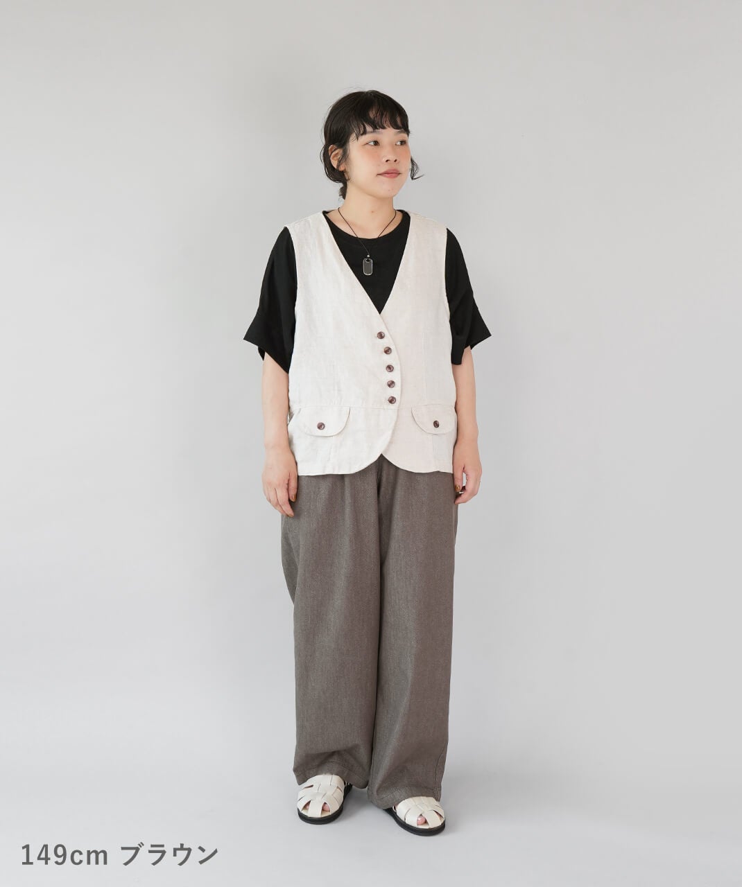 mumokutekiコットンリネンのタックワイドパンツ | mumokuteki