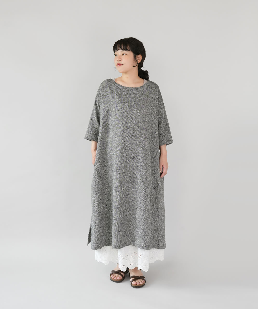 SOコットンリネンのボートネックワンピース | mumokutekiオンラインストア