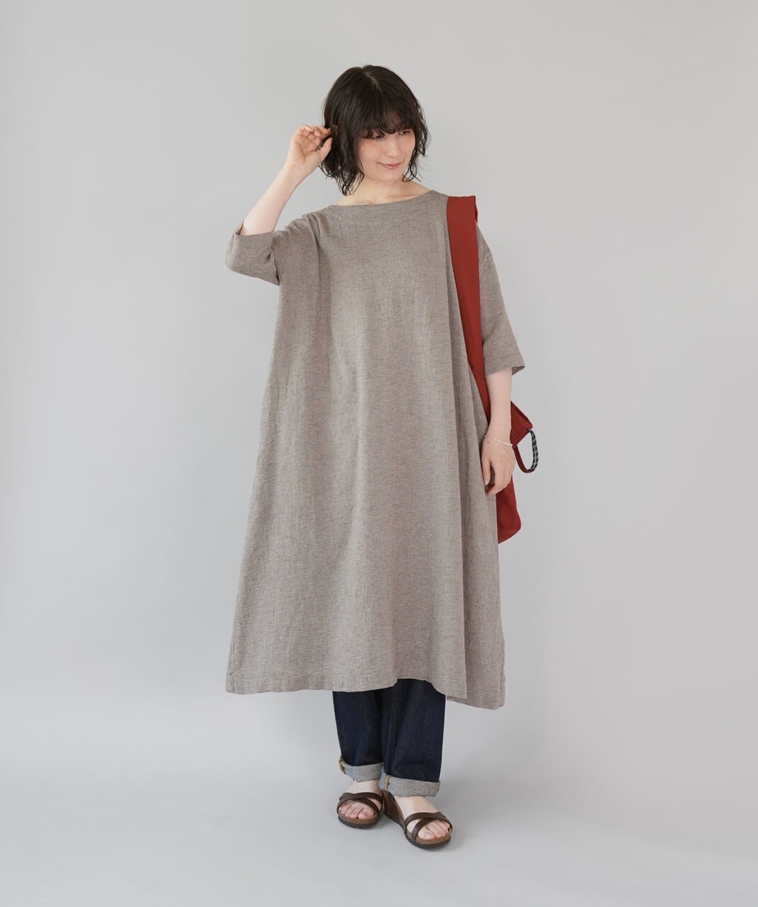 SOコットンリネンのボートネックワンピース | mumokutekiオンラインストア