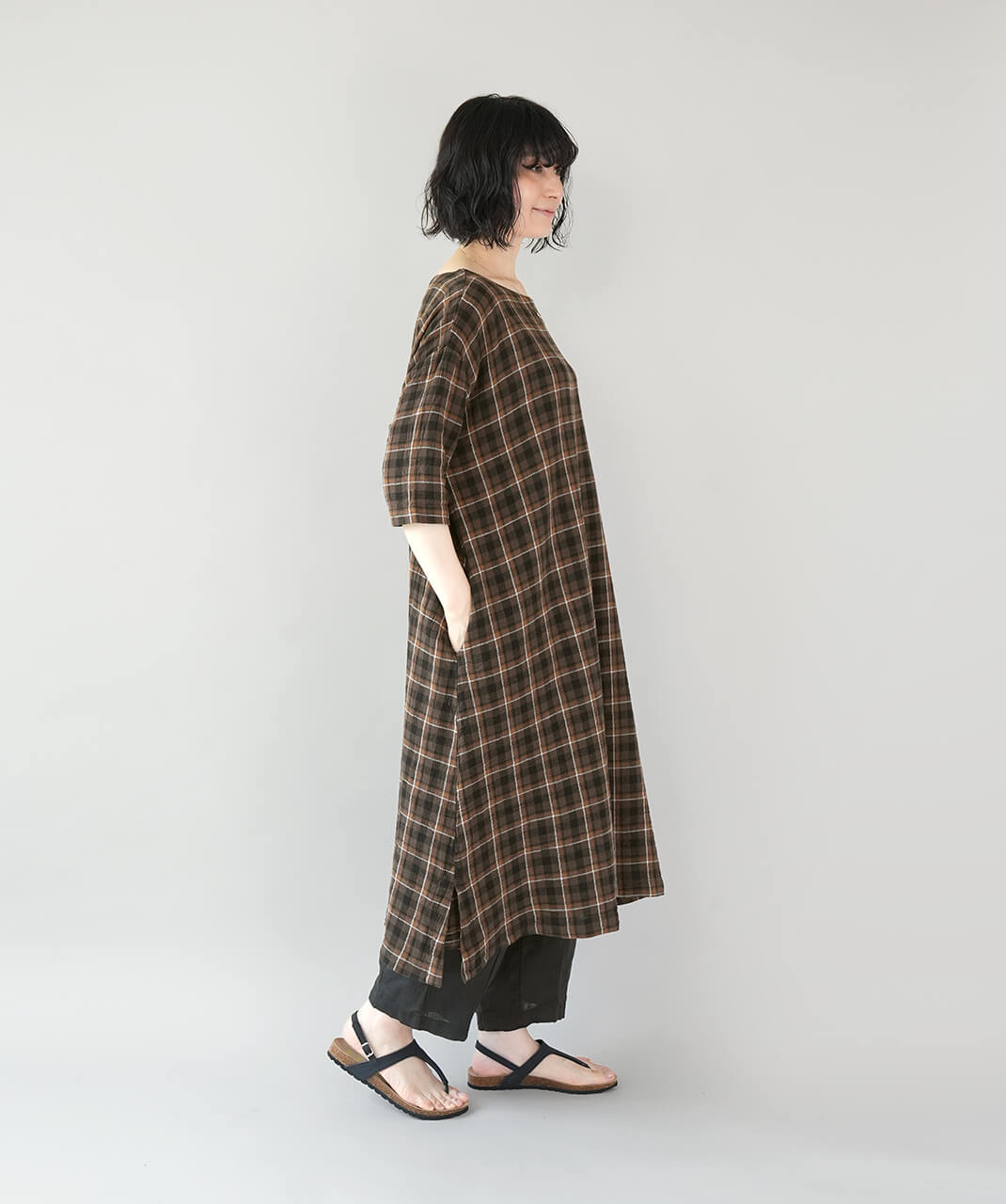 SOコットンリネンのボートネックワンピース | mumokutekiオンラインストア